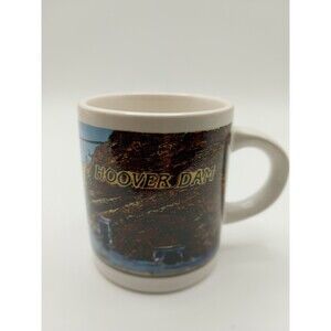 Hoover Dam Mug Vtg Landscape Graphic 70s 80s Travel Souvenir Espresso Small